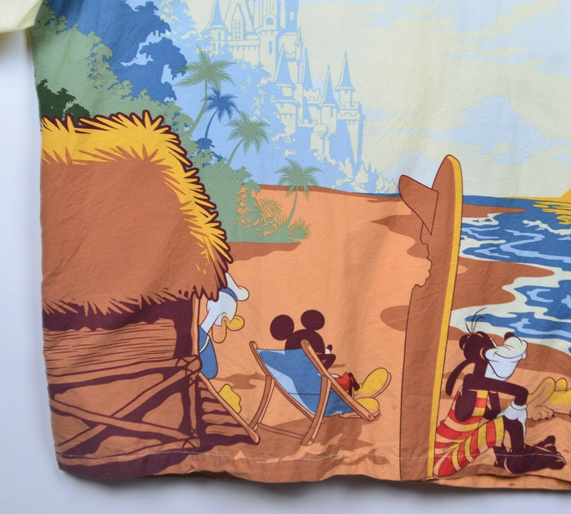 Walt Disney World Men's 3XL Mickey Mouse Goofy Donald Duck Beach Hawaiian Shirt