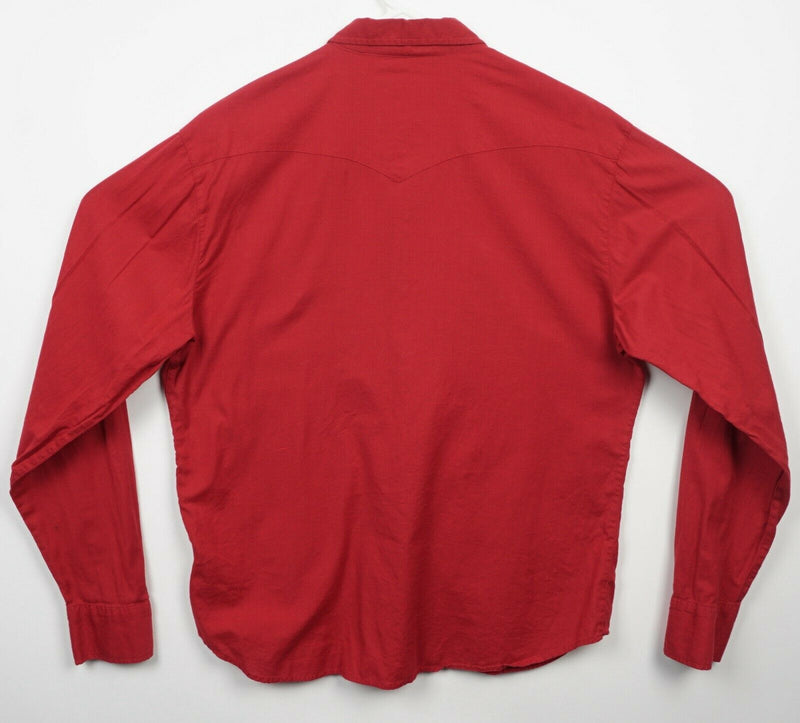 Salt Valley Western Men's Large Pearl Snap Solid Red Western Rockabilly Shirt