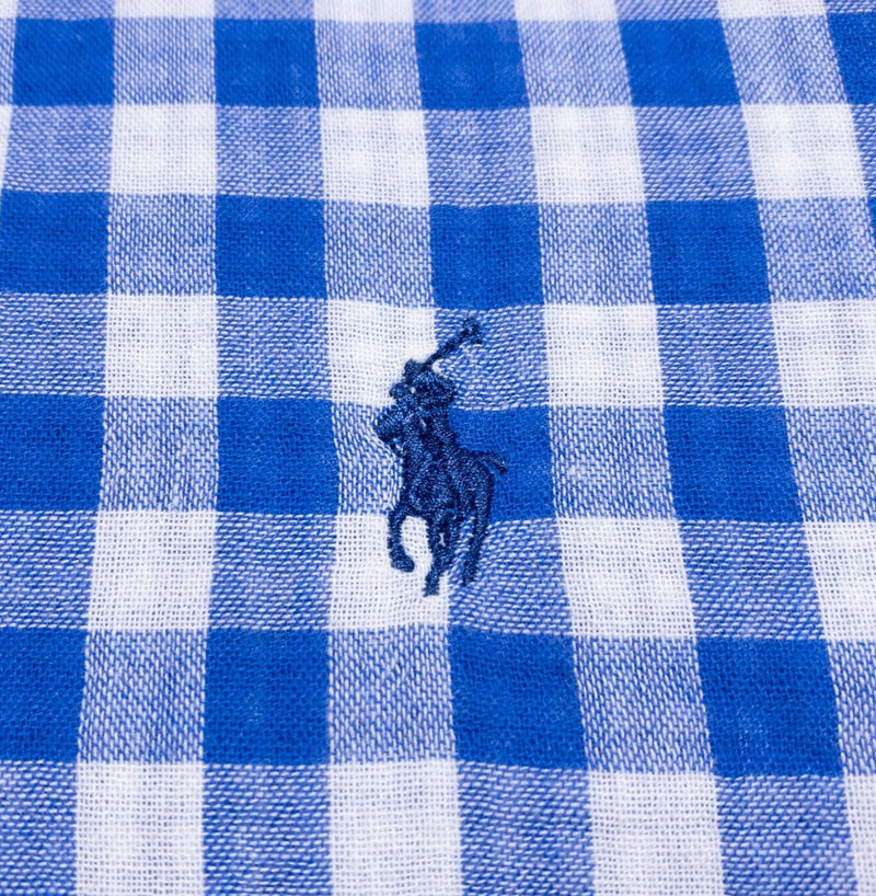 Polo Ralph Lauren Flannel Shirt Men's Large Button-Down Long Sleeve Blue Check