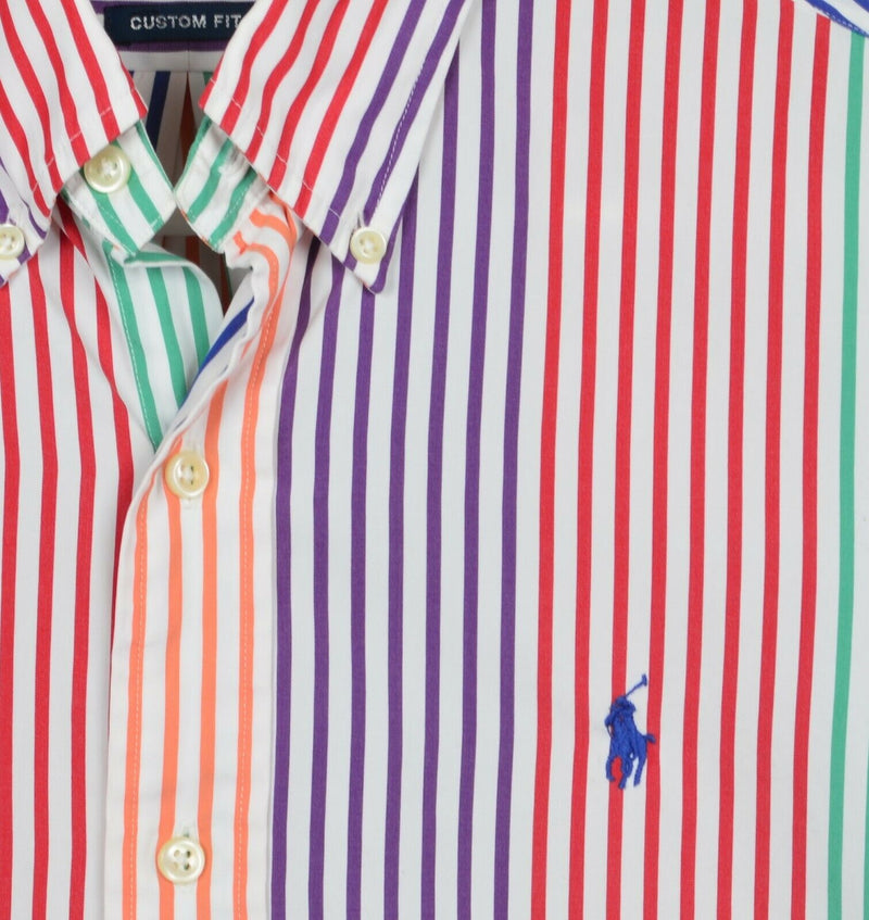 Polo Ralph Lauren Men's Small Colorblock Red Purple Striped Button-Down Shirt