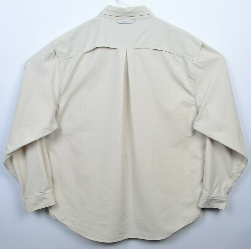 ExOfficio Men's XL Vented Fishing Solid Beige Long Sleeve Button-Front Shirt