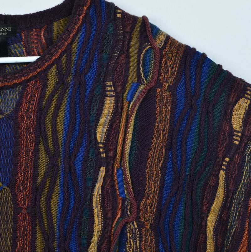 Vtg 90s Cellinni Men's Large/XL? 3D Coogi-Style Textured Pullover Sweater