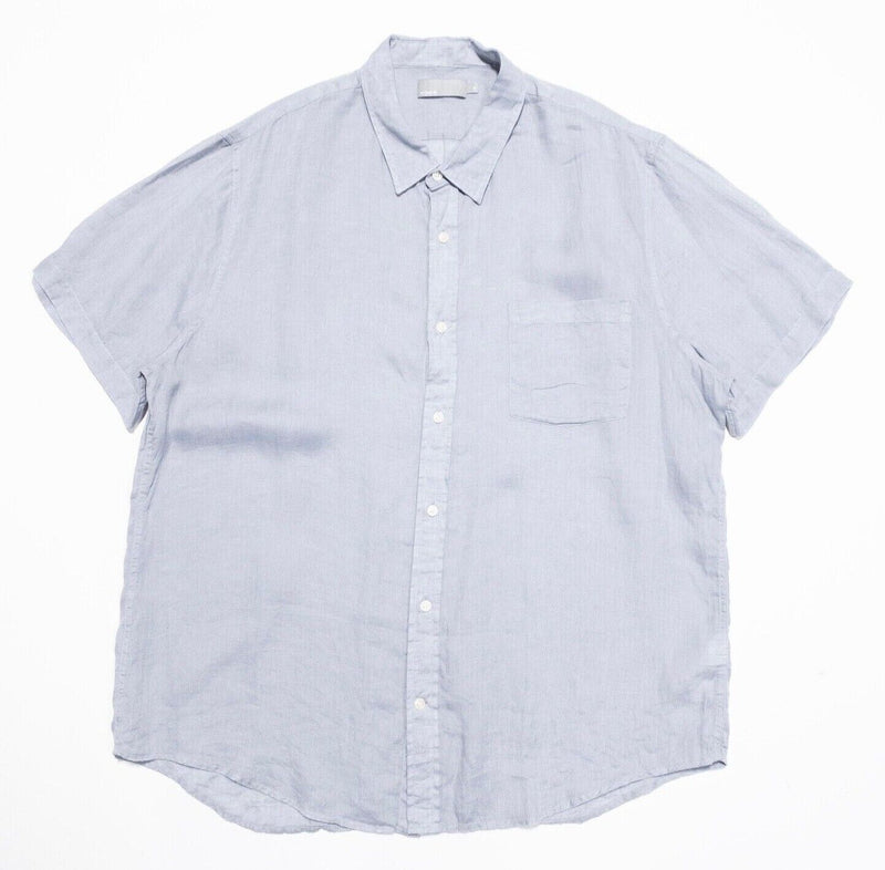 Vince Linen Shirt Men's XL Light Gray Short Sleeve Button-Front Casual Modern