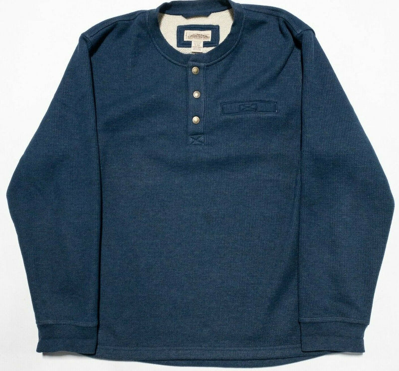 Katahdin Iron Works Men XL Sherpa Lined Snap Collar Navy Blue LL Bean Sweatshirt