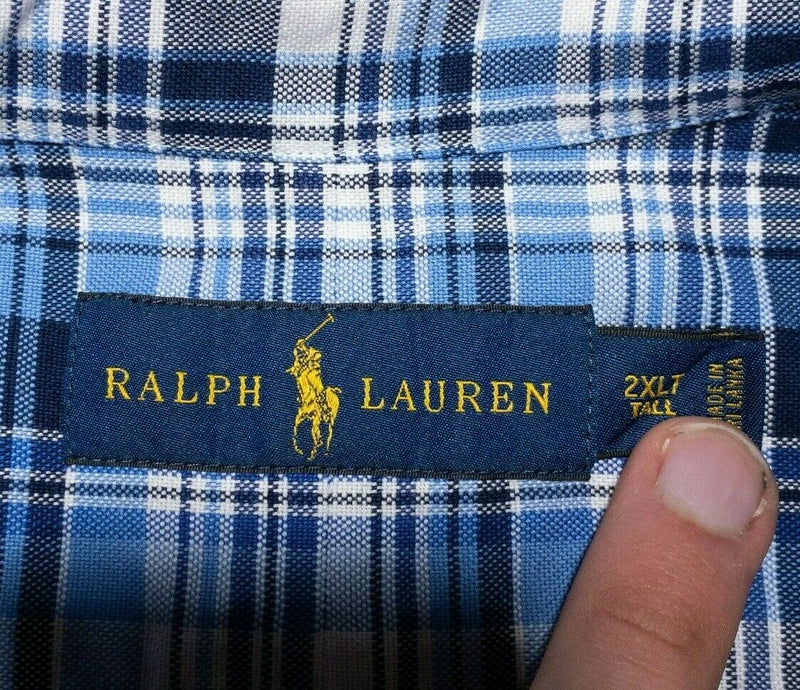 Polo Ralph Lauren 2XLT Shirt Men's Blue Plaid Short Sleeve Button-Down Tall