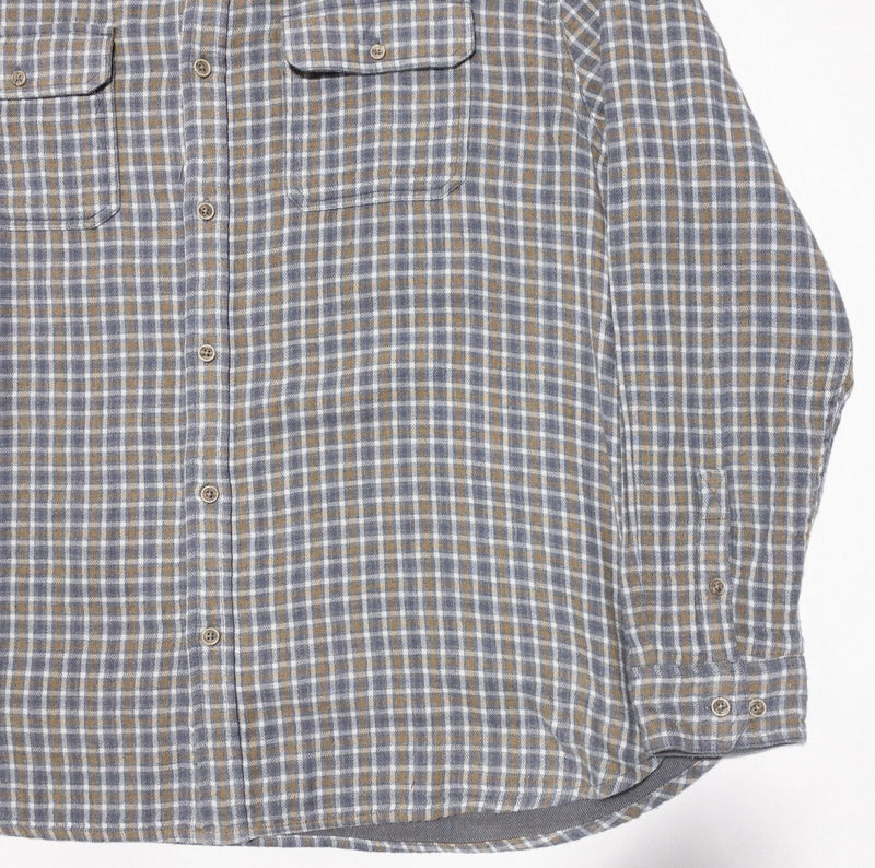 Carbon 2 Cobalt Flannel XL Men's Shirt Gray Plaid Long Sleeve Button-Front