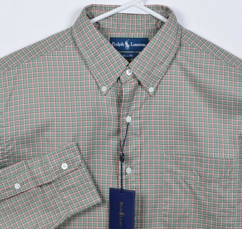 Polo Ralph Lauren Men's Large Classic Fit Green Plaid L/S Button-Down Shirt