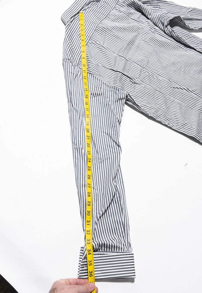 Eton Shirt 17.5 (44) Contemporary Men's French Cuff Gray Stripe Long Sleeve