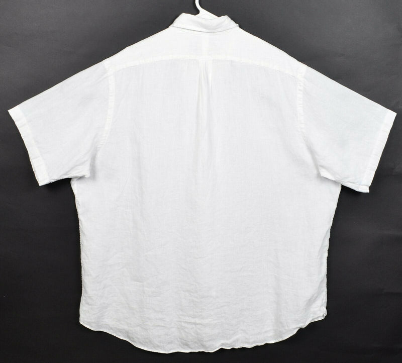 Polo Ralph Lauren Men's 2XL 100% Linen Solid White Pony S/S Button-Down Shirt