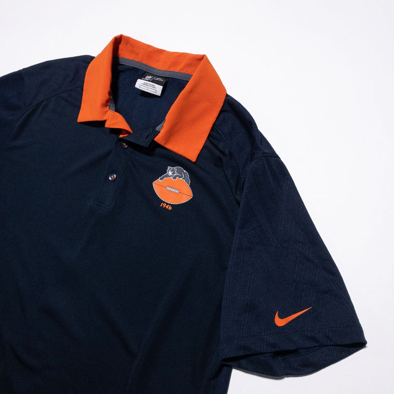 Chicago Bears Nike Polo Men's Large Shirt Retro 1946 Logo On Field Blue Orange