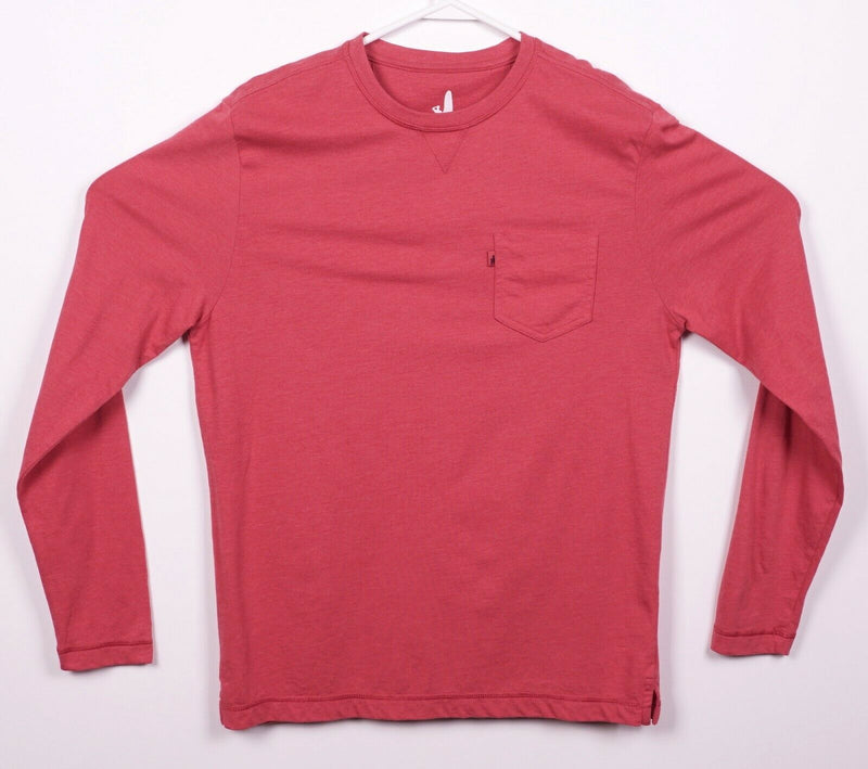 Johnnie-O Men's Small Red Cotton Rayon Blend Crew Long Sleeve Pocket T-Shirt