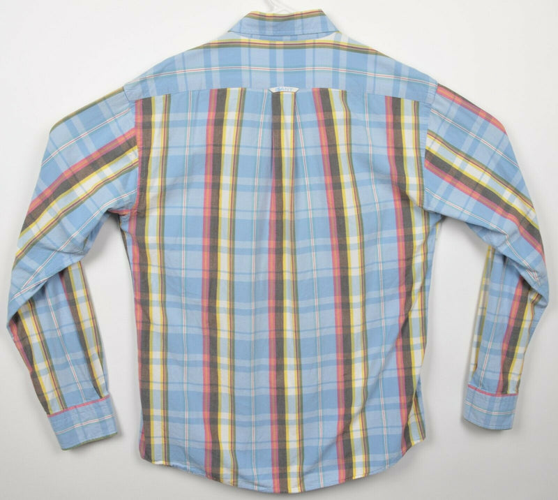 GANT Men Medium Regular Fit Handloom Madras Blue Yellow Plaid Button-Down Shirt