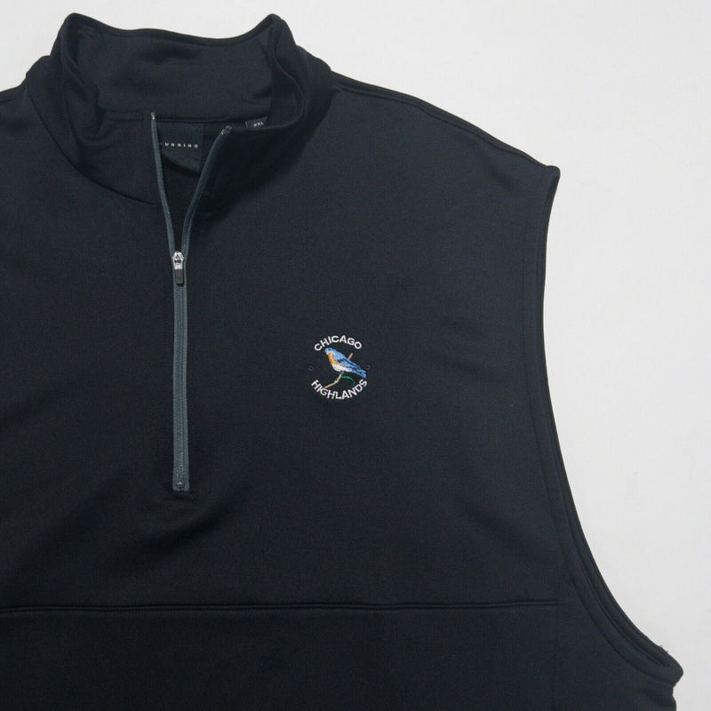 Dunning Golf Men's 2XL Solid Black Wicking Stretch 1/4 Zip Pullover Golf Vest