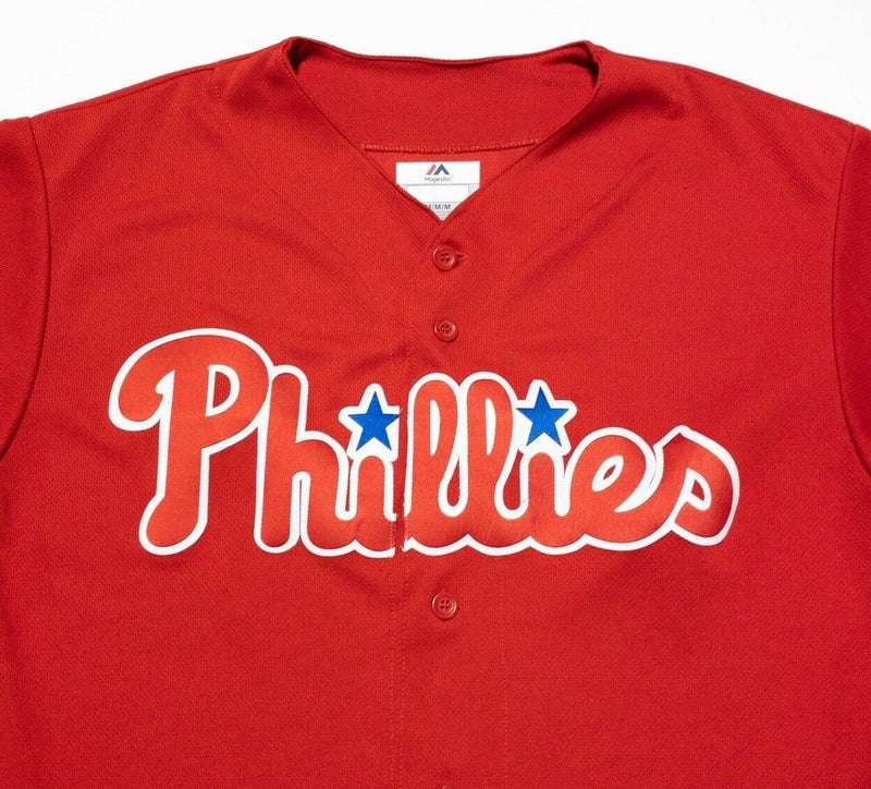 Philadelphia Phillies Jersey Medium Men's Majestic CoolBase Red Blank Back