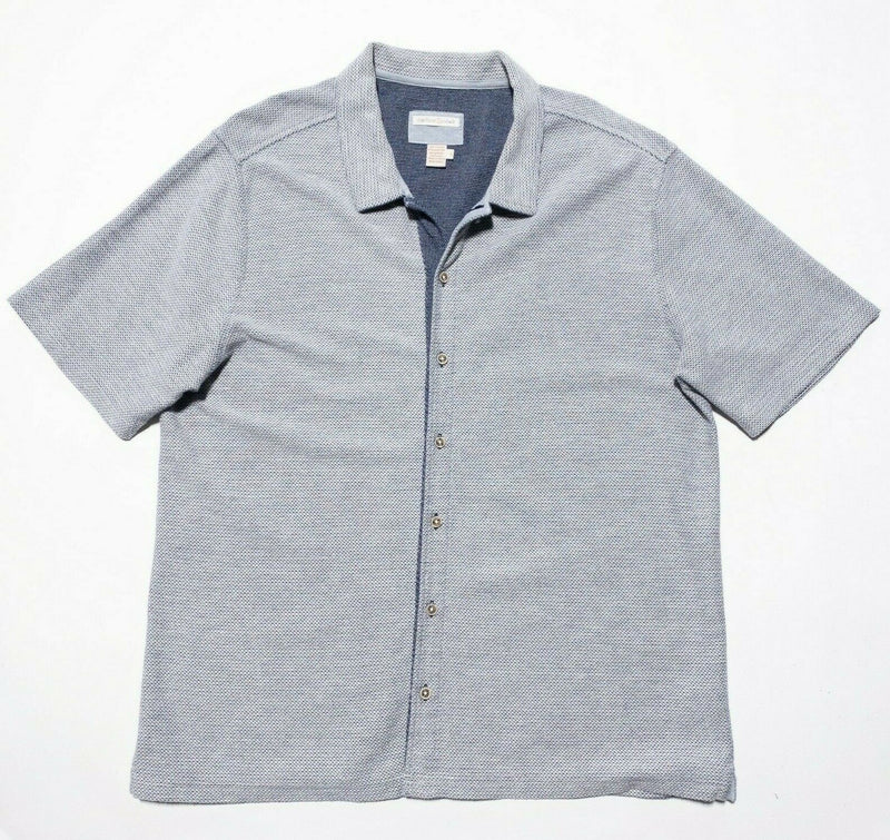 Carbon 2 Cobalt Shirt Large Men's Button-Front Short Sleeve Gray Double Layer