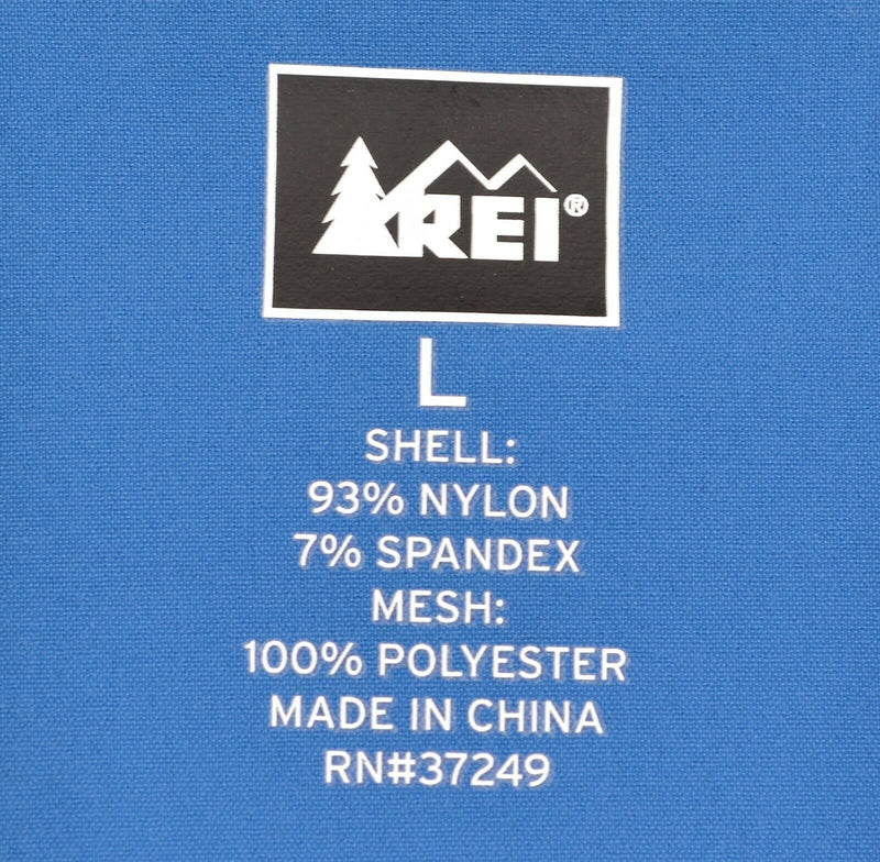 REI Men's Sz Large Snap-Front Vented Nylon Blue Hiking Fishing Outdoor Shirt