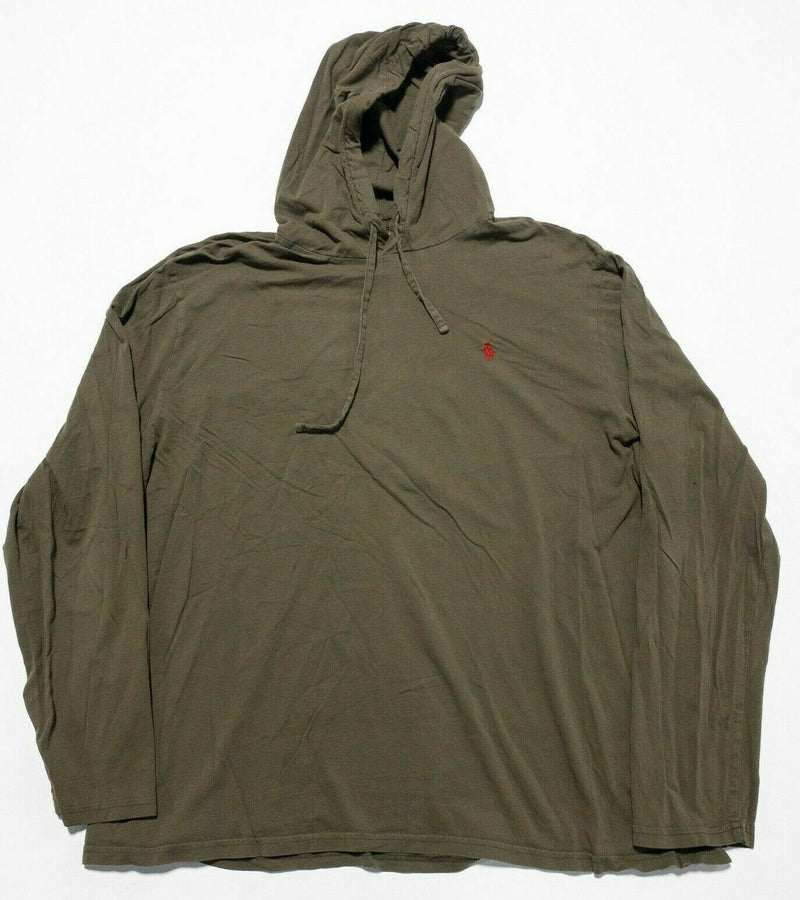 Polo Ralph Lauren Men's 2XL Solid Olive Green Lightweight Pullover Hoodie Shirt