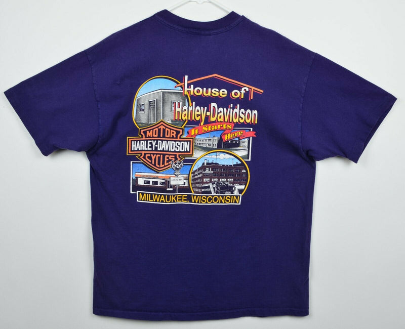 Vintage 1992 Harley-Davidson Men's Sz XL On The Prowl Biker Purple T-Shirt