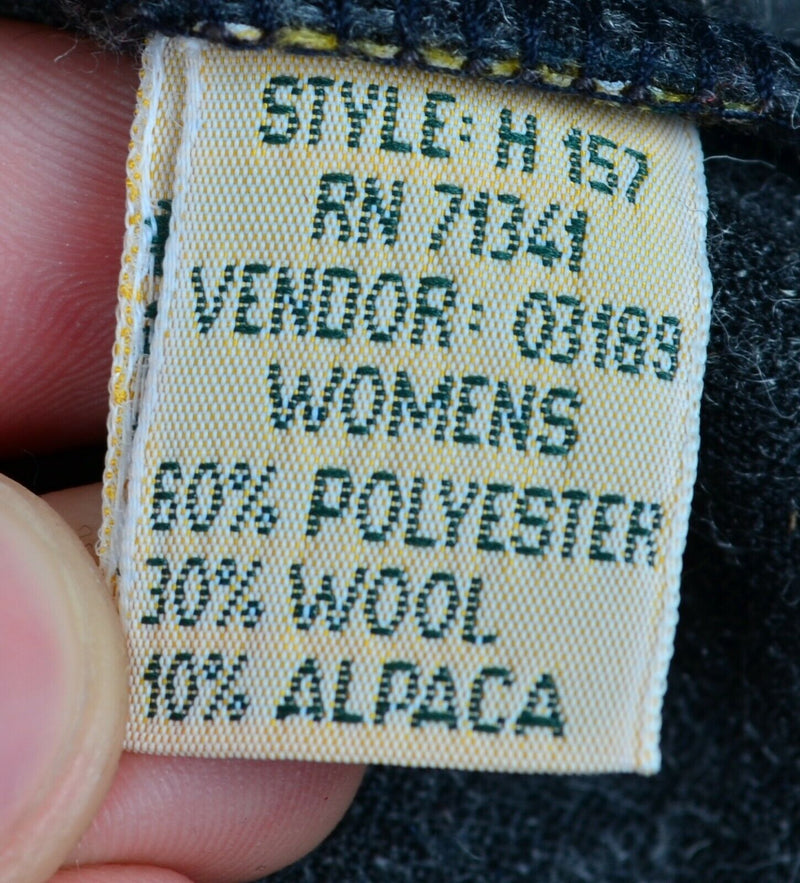 Vintage LL Bean Women's Large Fair Isle Gray Wool Alpaca 1/4 Zip Italy Sweater