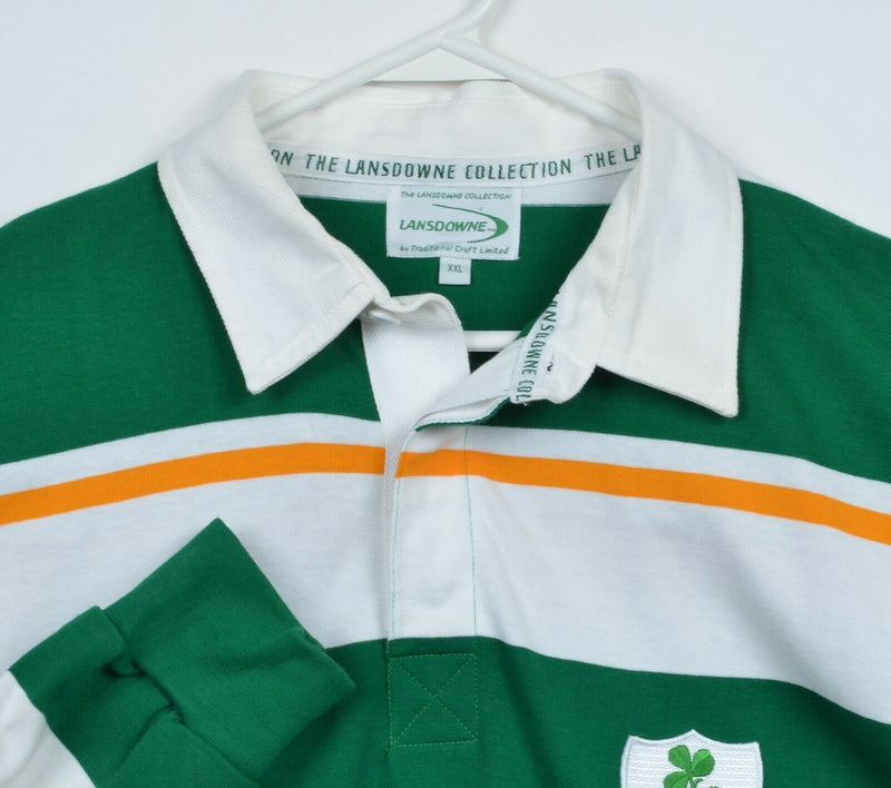 Lansdowne Men's 2XL Shamrock Chunky Green Striped Long Sleeve Irish Rugby Shirt