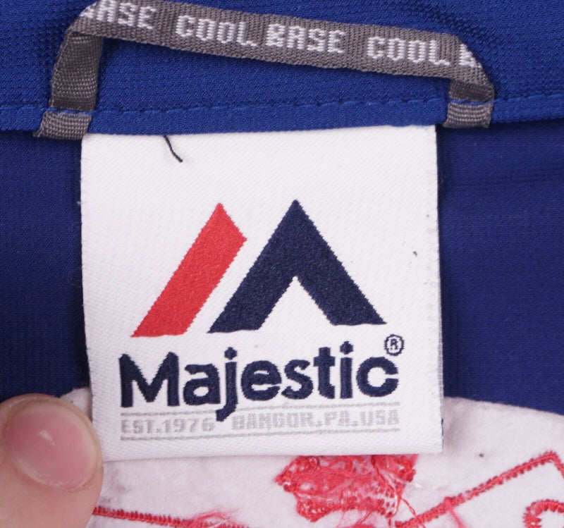 Chicago Cubs Men's 2XL? Majestic Cool Base Blue 1/4 Zip Windbreaker S/S Jacket
