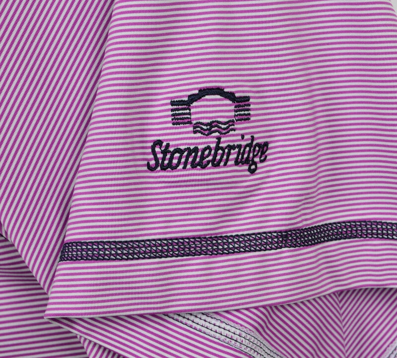 FootJoy Men's Sz 2XL Purple White Micro-Striped FJ Performance Golf Polo Shirt