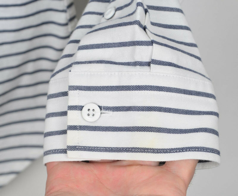 Lululemon Men's Large? White Striped Button-Down Stretch Athleisure Shirt