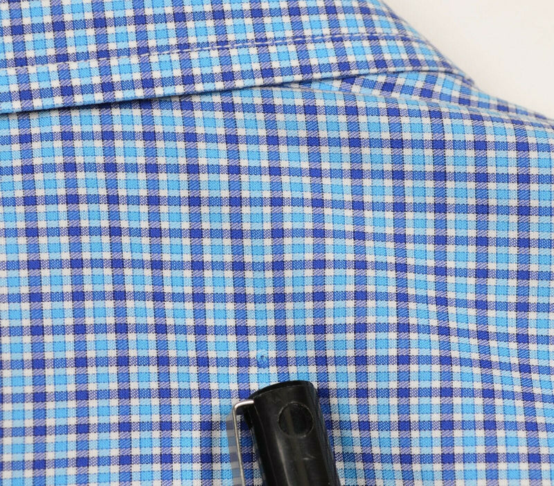 ETON Men's 42 16.5 Slim Blue Plaid Button-Front Dress Shirt
