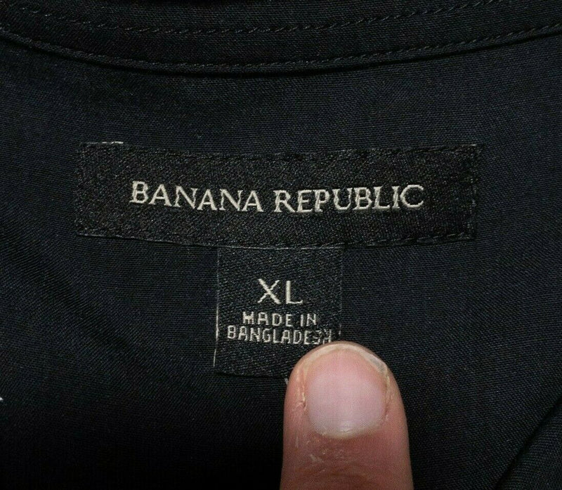 Banana Republic Camp Shirt XL Men's Hawaiian Floral Black Viscose Palm NWT