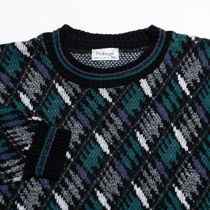 Vintage Protege Sweater Men's Large Geometric Cosby Biggie 3D Coogi Knit 90s