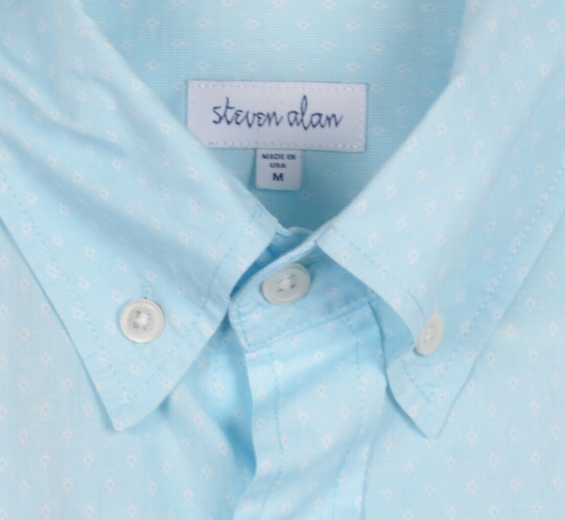 Steven Alan Men's Medium Light Blue Geometric Diamond USA Button-Down Shirt