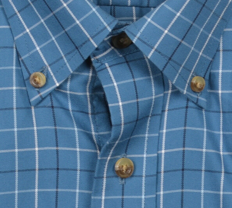 LL Bean Men's LT Large Tall Wrinkle Free Blue Windowpane Twill Button-Down Shirt