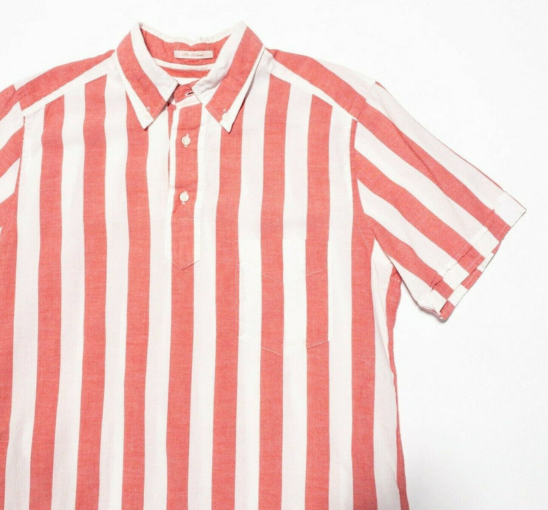 GANT Shirt Medium Men's Red/Pink White Striped Pullover Popover Button-Down