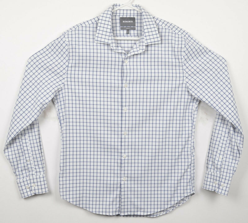 Bonobos Men's Medium Standard Fit Nylon Wicking White Plaid Button-Front Shirt