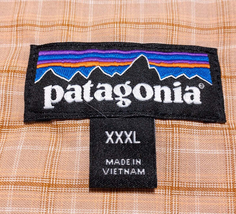 Patagonia Island Hopper Shirt Men's 3XL Long Sleeve Peach Plaid Fishing Vented