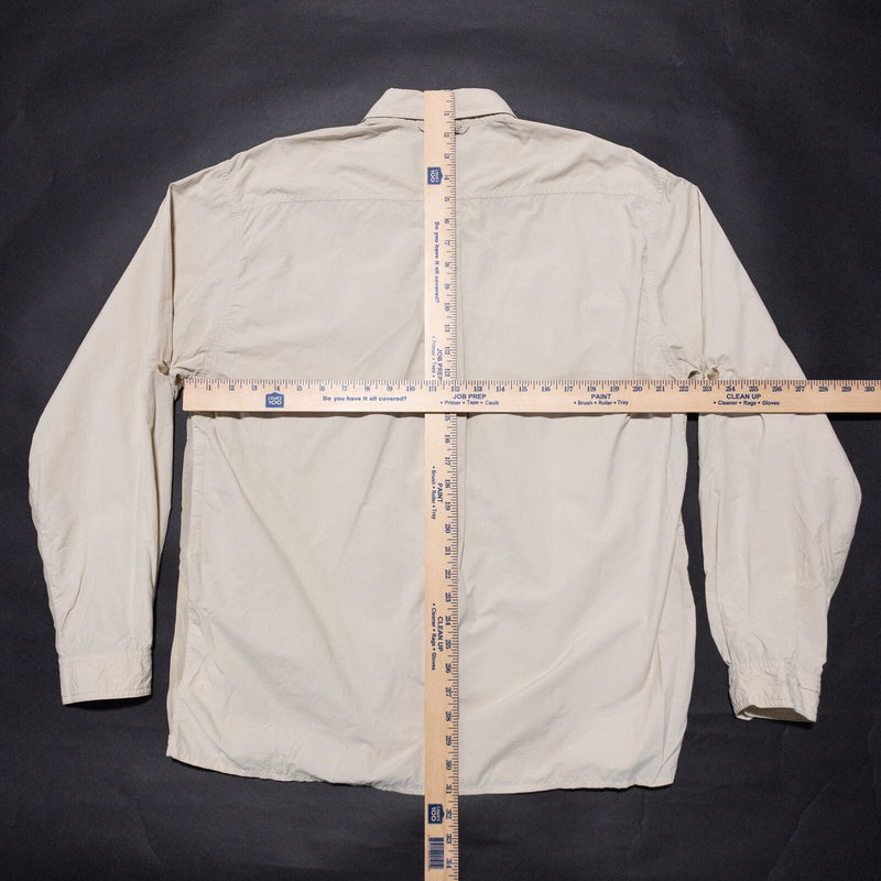ExOfficio Fishing Shirt Men's Large Vented Travel Solid Beige Long Sleeve Button