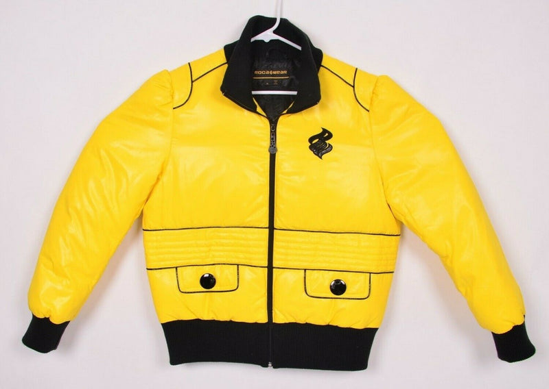 Rocawear Women's XL Down Yellow Hip Hop Full Zip Puffer Jacket