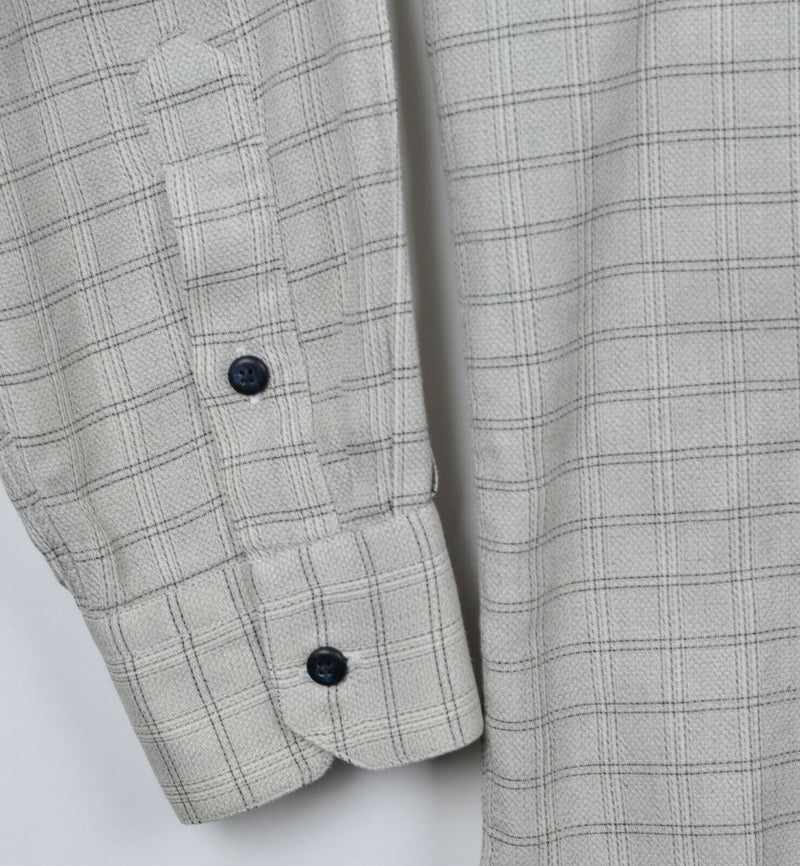 Vintage Gitman Bros Men's Large Gray Plaid Made in USA Button-Front Shirt