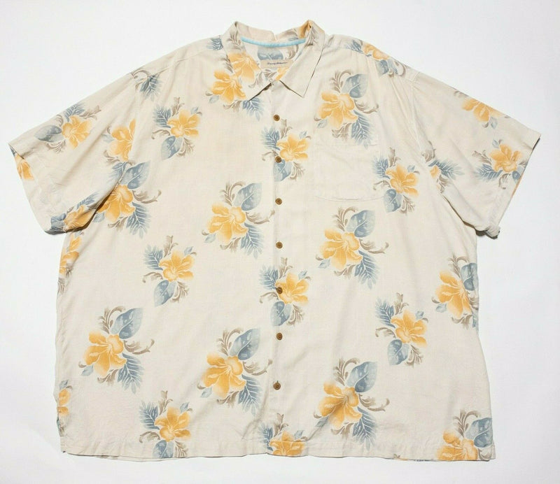 Tommy Bahama 4XL Silk Shirt Hawaiian Aloha Floral Camp Short Sleeve Button-Front
