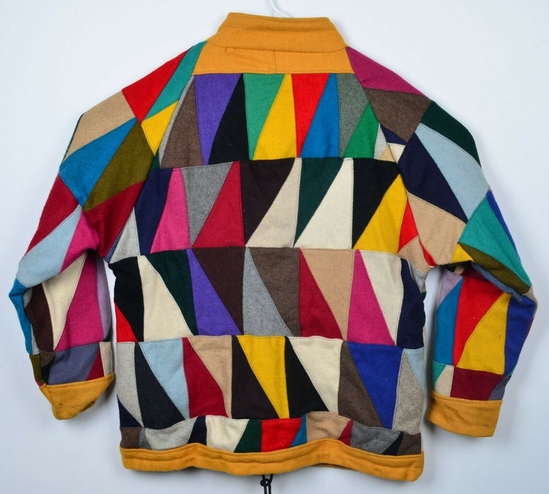 Vintage Patchwork Adult XL Wool Triangle Multi-Color Handmade Wool Jacket