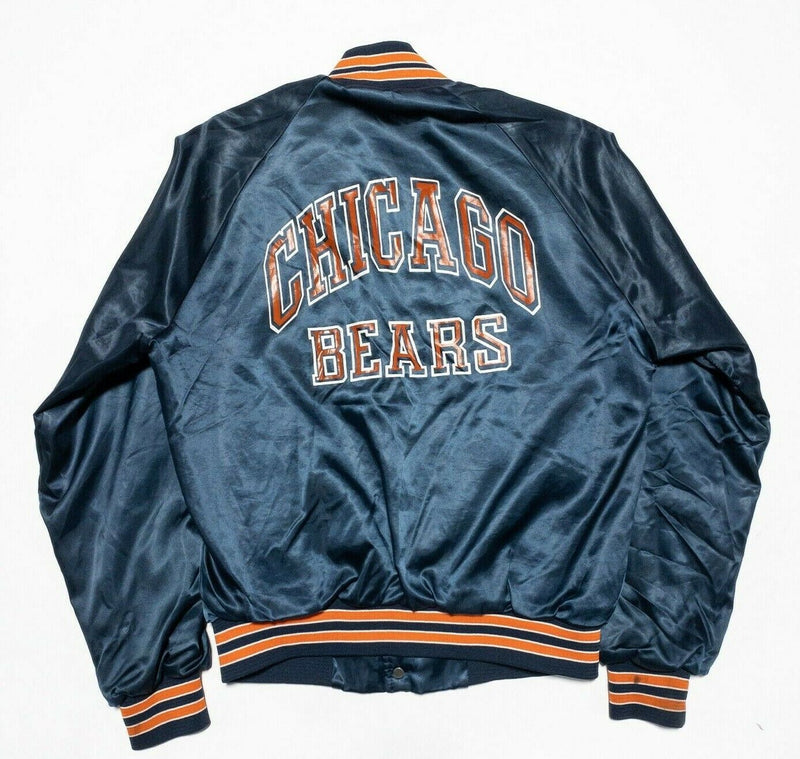 Chicago Bears Chalk Line Jacket Men's Medium Vintage 80s Bomber Satin Style Snap