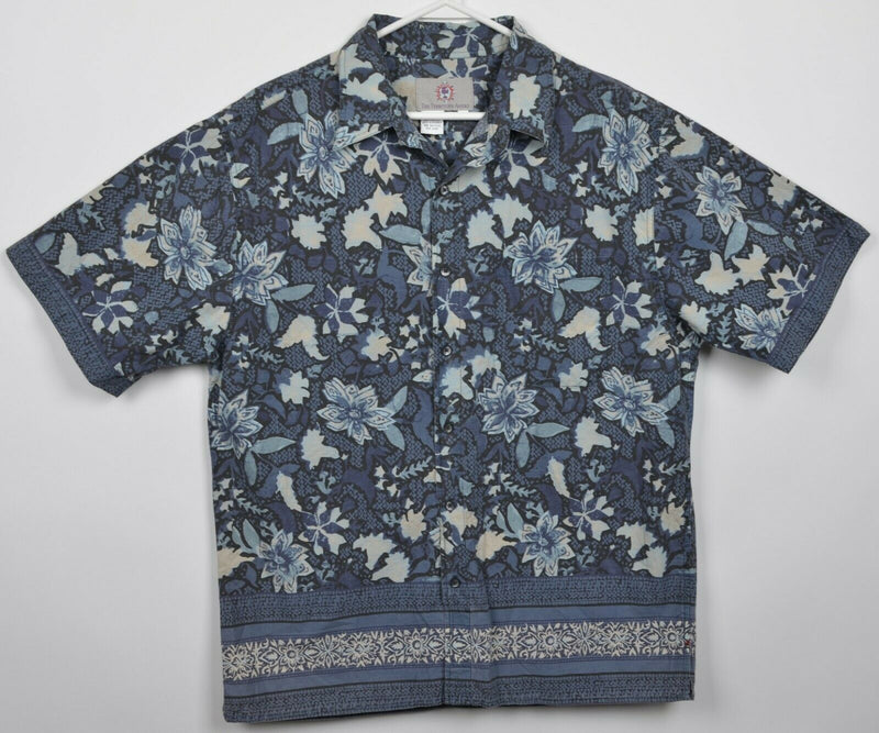 The Territory Ahead Men's Large Blue Floral Hawaiian Aloha Camp Shirt