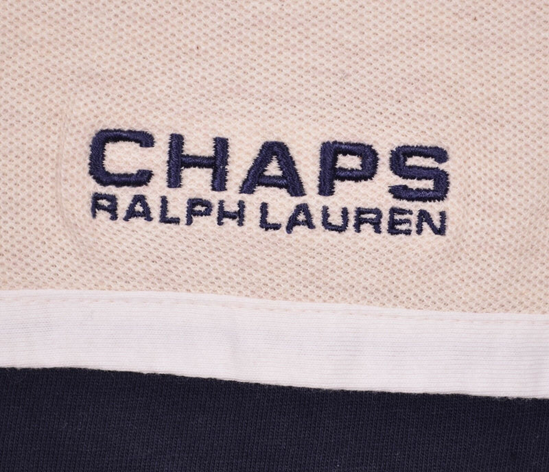 Vtg Chaps Ralph Lauren Men's Sz XL NWT Deadstock Beige Striped Spellout Polo