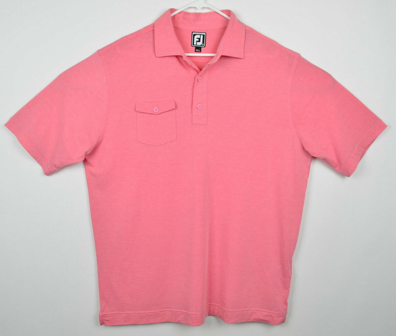 FootJoy Men's Sz XL Athletic Fit Salmon Pink Pocket Golf Polo Shirt