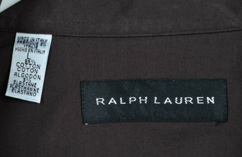 Ralph Lauren Black Label Men's Sz Large Solid Brown Safari Military RLBL Shirt