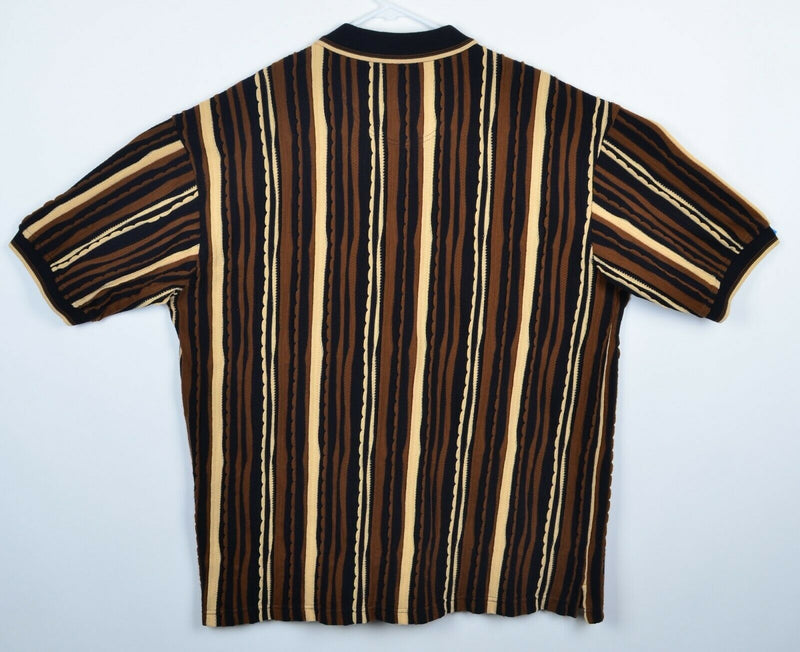 Vtg 90s Cotton Traders Men's Sz XL Coogi 3D Textured Sweater Style Polo Shirt