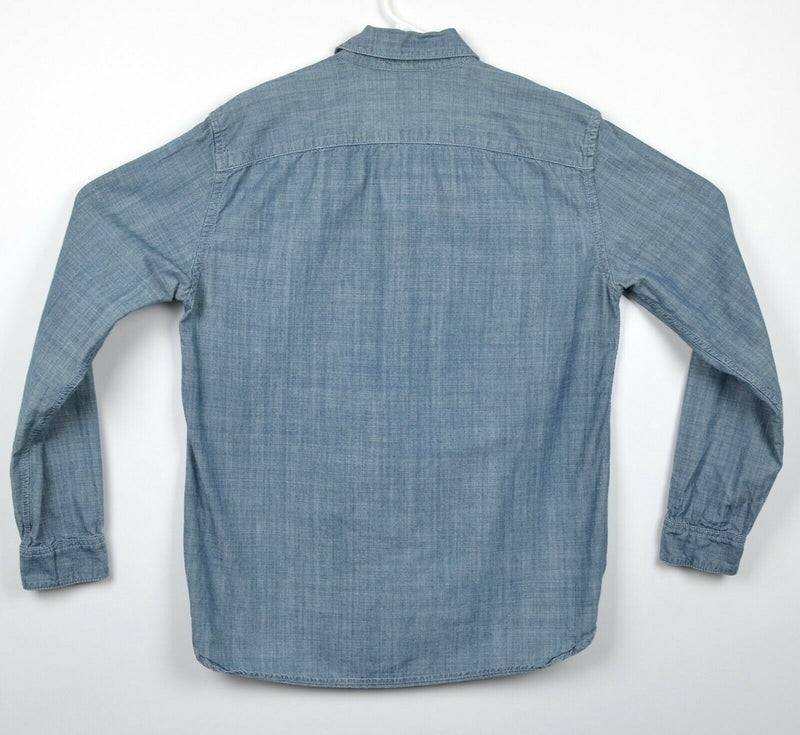 7 For All Mankind Men's Sz Medium Denim Chambray Long Sleeve Button-Front Shirt