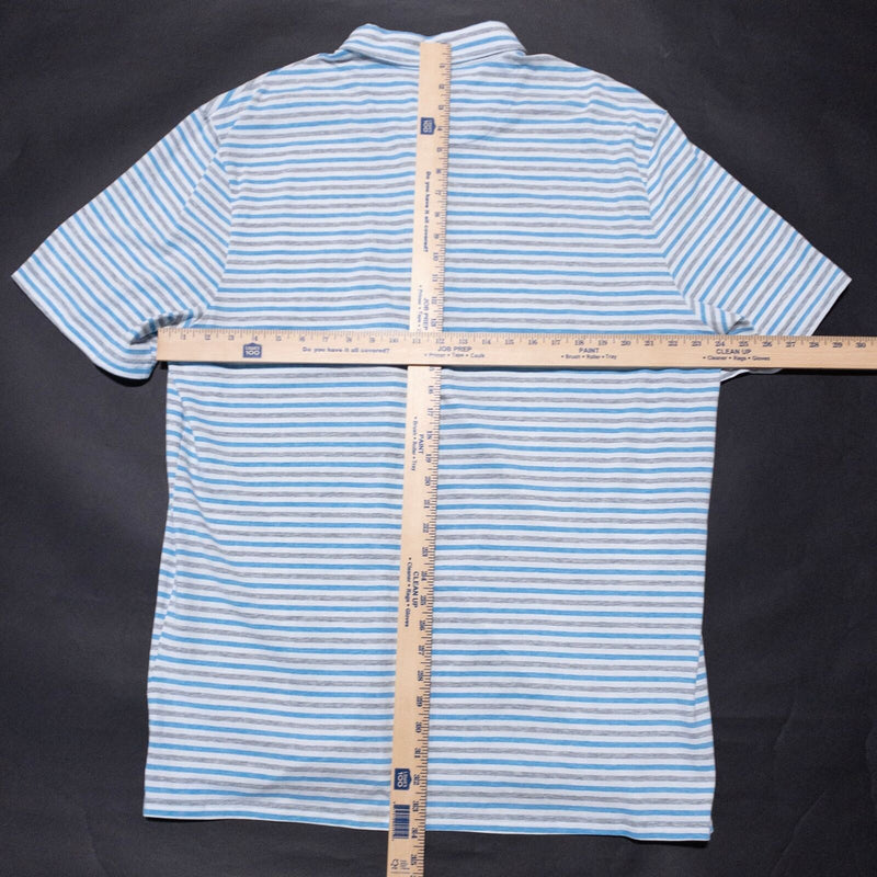 johnnie-O Hanging Out Polo Shirt Men's 2XL Blue Gray Striped Pocket Preppy