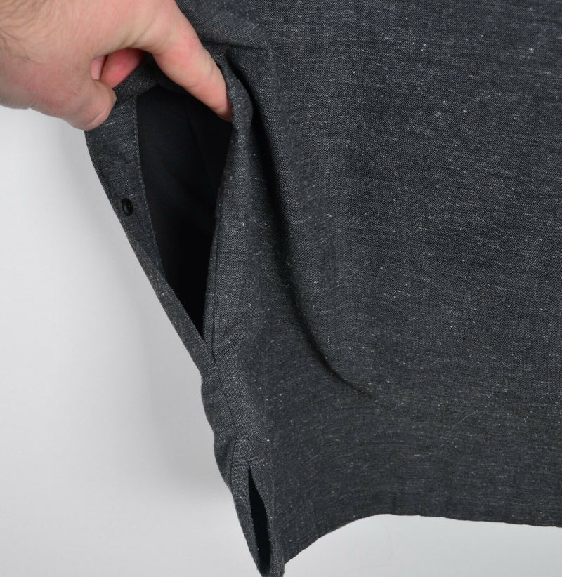Lululemon Men's Large? Snap-Front Gray Speckled Short Sleeve Athleisure Shirt