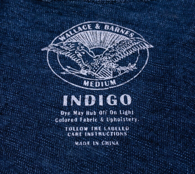 Wallace & Barnes Indigo Shirt Men's Medium Long Sleeve Crewneck Pullover Blue